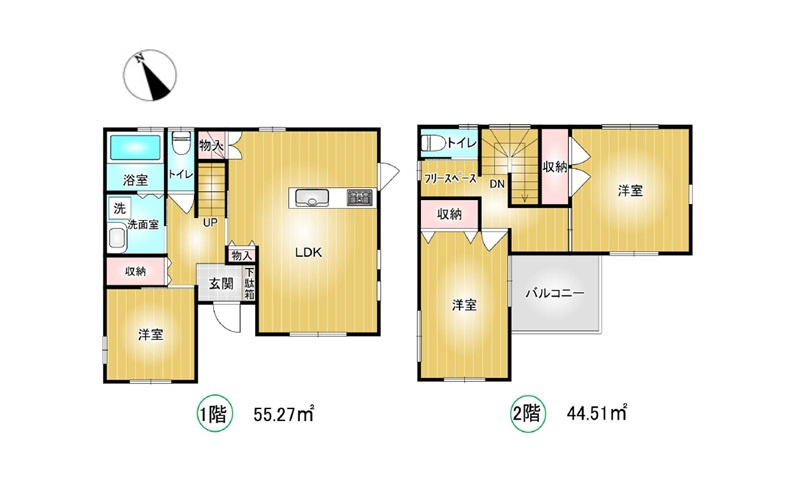 太田市由良町　中古住宅の間取り|3LDK　嬉しいインナーバルコニー。