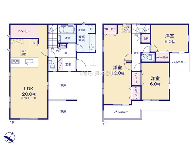 《仲介手数料無料》川越市藤原町24-20新築一戸建てブルーミングガーデンの間取り