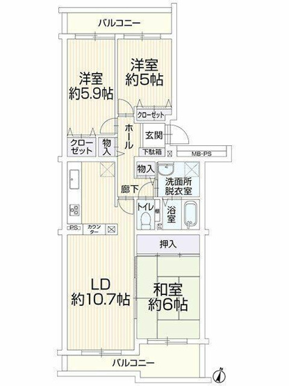 【間取り】 | サンビームヒルズ西管５号棟