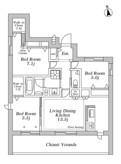 【間取り】 | アノイエ西棟 | 設備充実で広々としたお部屋です♪