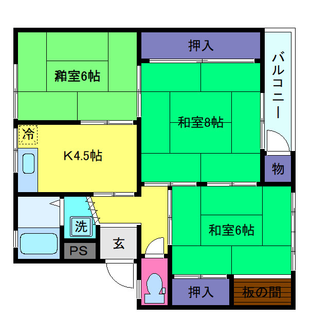 渦が森コーポ１９号館の間取り