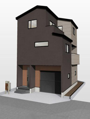草加市谷塚町 新築分譲住宅の外観パース