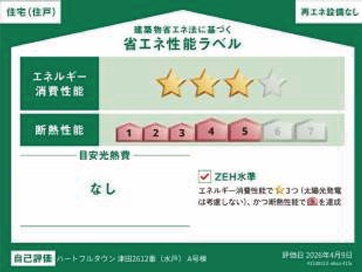 ハートフルタウン 　ひたちなか市津田2612番　Aの省エネ性能ラベル