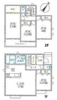 【間取り】 | 【仲介手数料無料！！】町田市木曽西3丁目　新築戸建て（全7棟）A号棟　5590万円