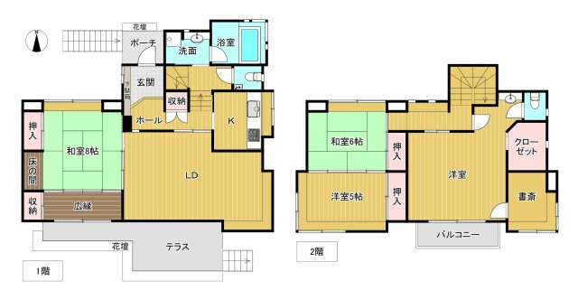 城ヶ崎海岸　家庭菜園ができるお庭と温泉付きの4SLDK＋2Sの間取り