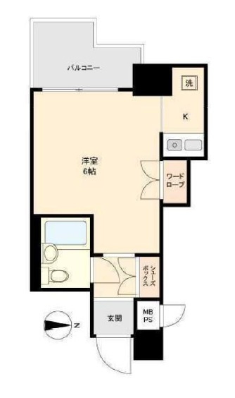 デ・リード東洞院の間取り|価格777万円、専有面積18.21㎡、バルコニー面積3.42㎡