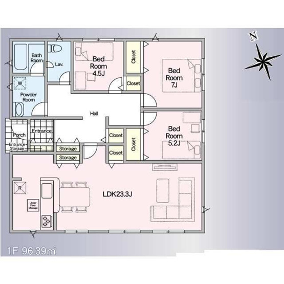 【間取り】 | Cradle garden加須市北下新井第6　1号棟