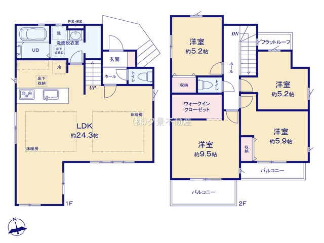 《仲介手数料無料》富士見市関沢２丁目14-33新築一戸建てKEIAI GRACEの間取り