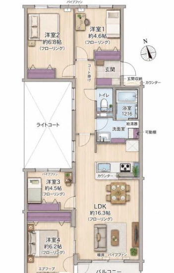 ハウスオブリザ伏古の間取り