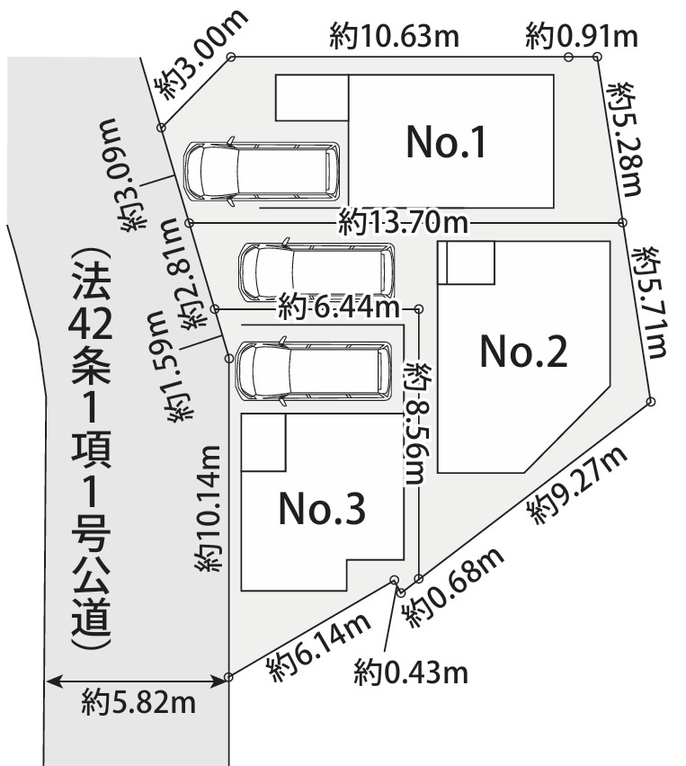 川崎市高津区明津1期　3号棟の区画図