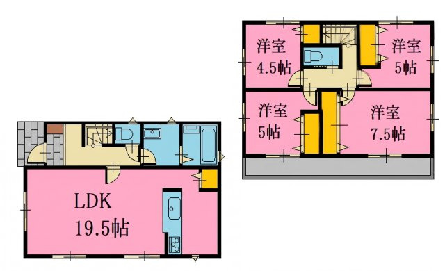 仲手原2丁目　B区画の土地図＋建物プラン例