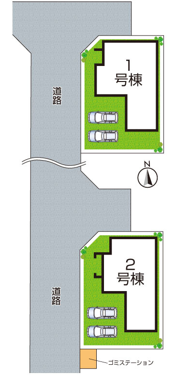 高砂市阿弥陀町北池　第2期　新築一戸建ての区画図|全2区画