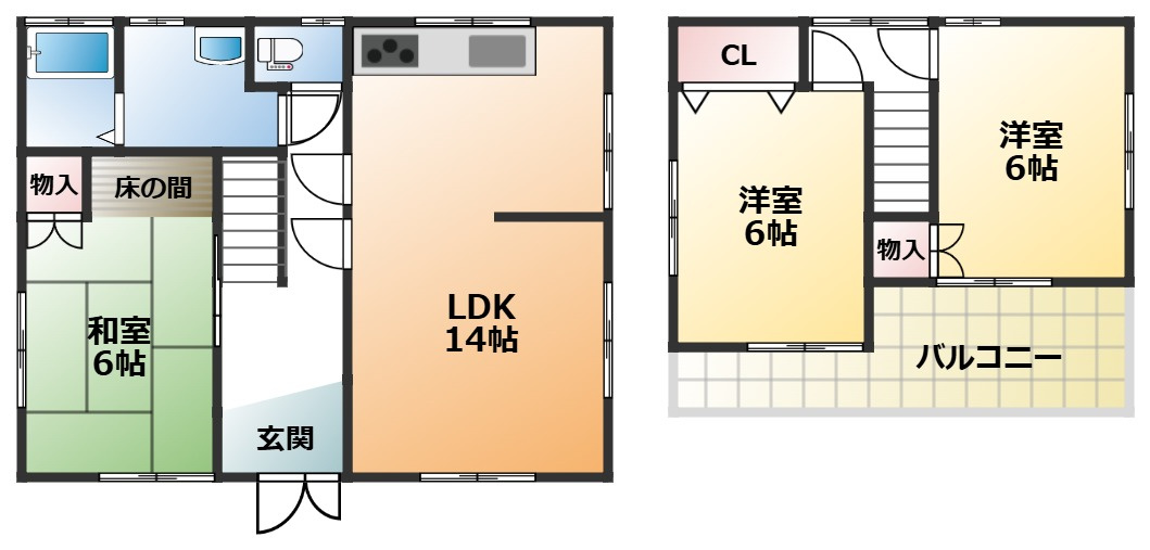 宇都宮市針ヶ谷1期中古戸建の間取り|全室南向きで陽当たりの良い間取りです