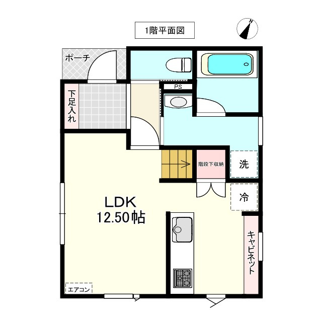 八戸市江陽１丁目の間取り|１階：LDK12.50帖