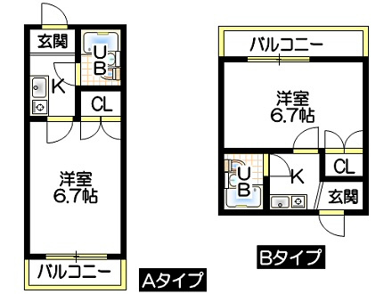 サニープラザの間取り|Ａタイプ（左右反転）