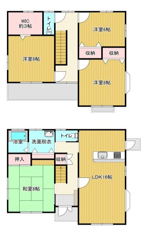 宇都宮市下田原町　戸建ての間取り|４KDK+WICの間取り
