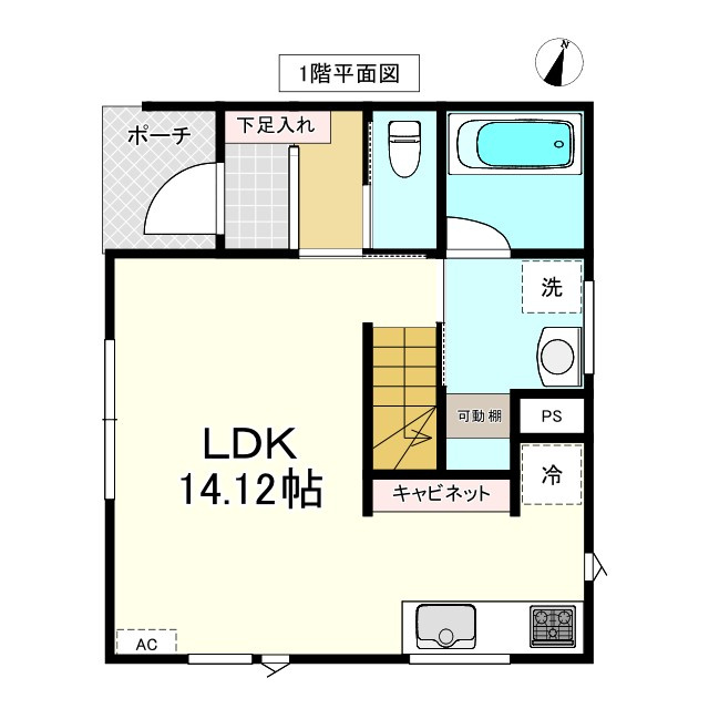 八戸市江陽１丁目の間取り|１F：LDK14.12帖