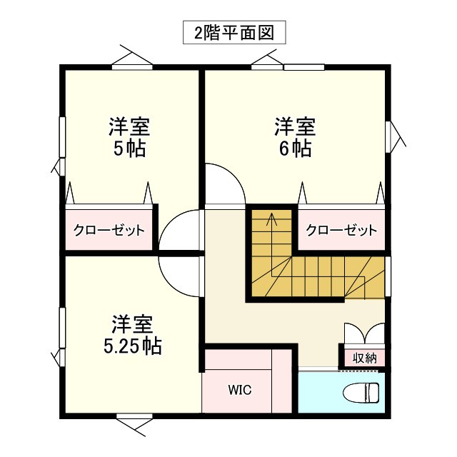 八戸市江陽１丁目の間取り|２F：６帖、5.25帖、5帖
