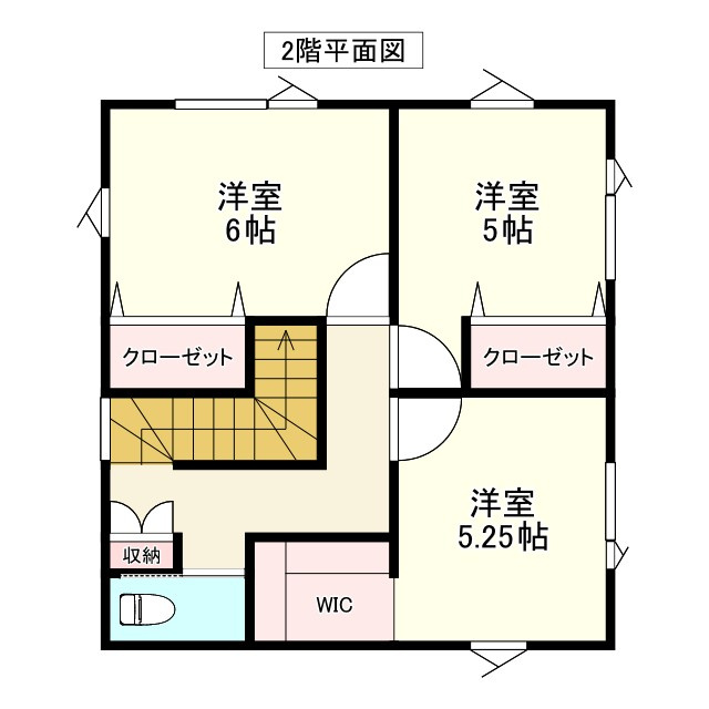 八戸市江陽１丁目の間取り|２Ｆ：6帖、5.25帖、5帖