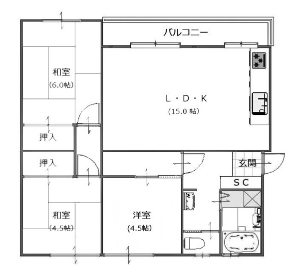 【間取り】 | 長岡天神ハイツ10号棟