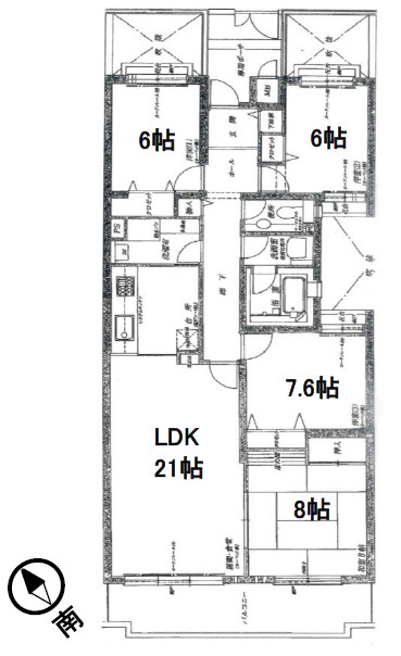 ロイヤル日光ハイツ明石　3階の間取り|4LDKです。
