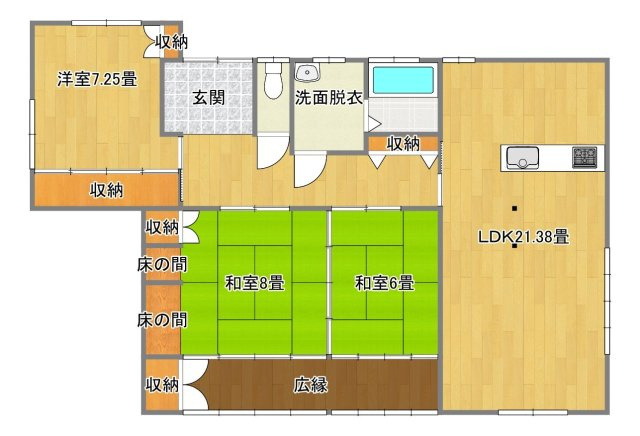 南相馬市原町区大木戸 平屋中古住宅 3LDK 陽当たり良好！ 不動産プラスの間取り|【リフォーム中】4DKの間取りから3LDKの間取に変更します。対面キッチンのLDKになるので使い勝手の良い住宅に生まれ変わります。