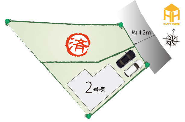 クレイドルガーデン伊丹市千僧2丁目新築一戸建て｜4LDK＋駐車2台可の区画図|全2区画の分譲地です。