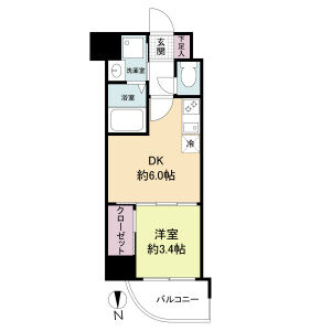 大阪市中央区谷町５丁目の賃貸マンションの間取り