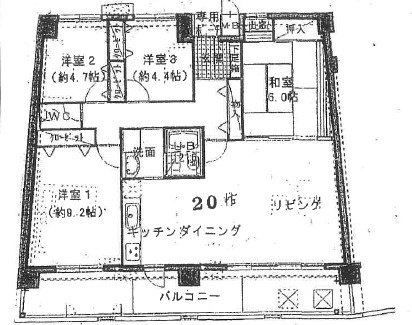 生駒市辻町の賃貸マンションの間取り