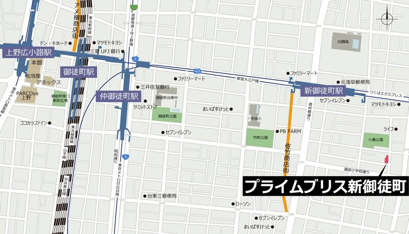 プライムブリス新御徒町の地図
