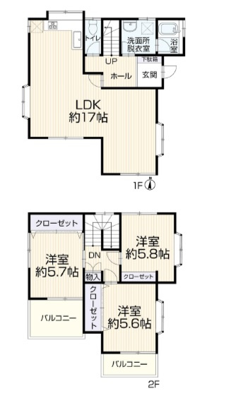 西宮市五月ケ丘　中古戸建の間取り