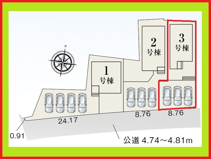 津島市大字日光字東浦の新築一戸建の区画図|◇３号棟◇