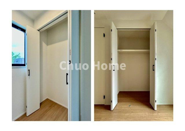 江戸川区春江町5丁目新築分譲住宅の収納|居室にはクローゼットを完備し、自由度の高い家具の配置が叶うシンプルな空間です。お子様の成長と必要になる子供部屋を与えるにはぴったりの間取りですね。