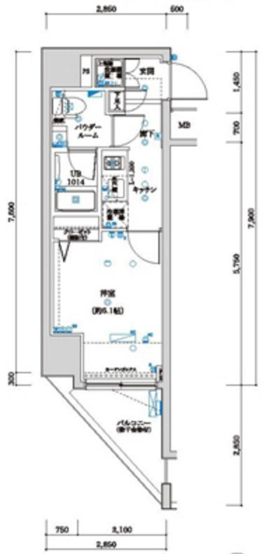 スパシエグランス大森の間取り|角部屋洋室6.1帖の1Kバストイレ別独立洗面台！