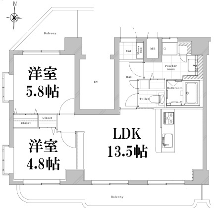 ライオンズマンション門前仲町第6の間取り