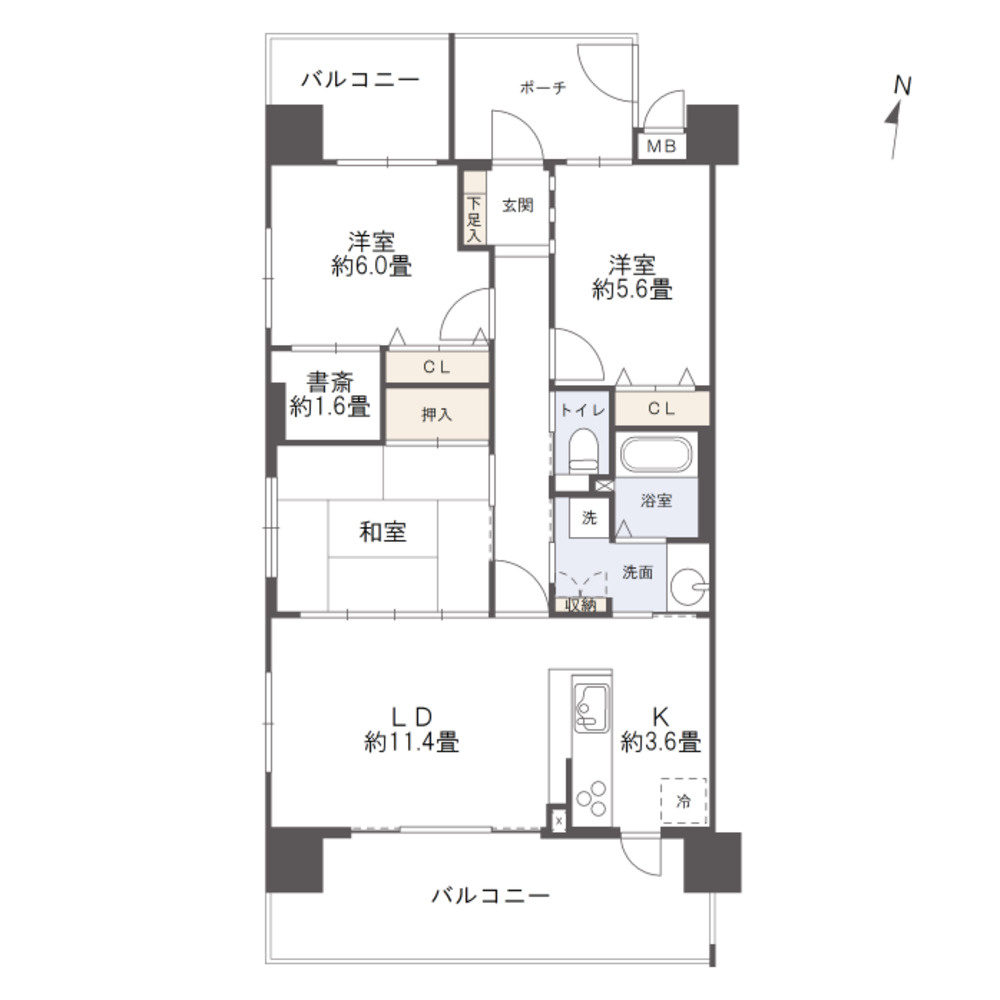 サーパス庭瀬の間取り|・間取図