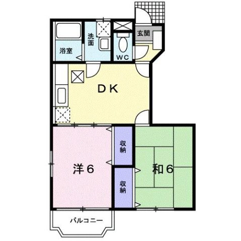 熊本市北区清水亀井町のアパートの間取り