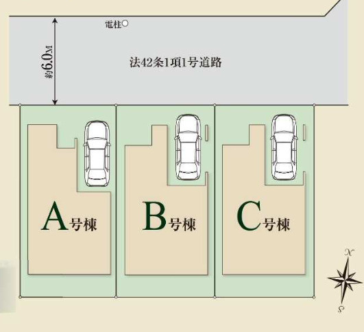 【仲介手数料無料】所沢市東所沢６期全３棟Ａ号棟　所沢の不動産なら西武ハウジングの区画図