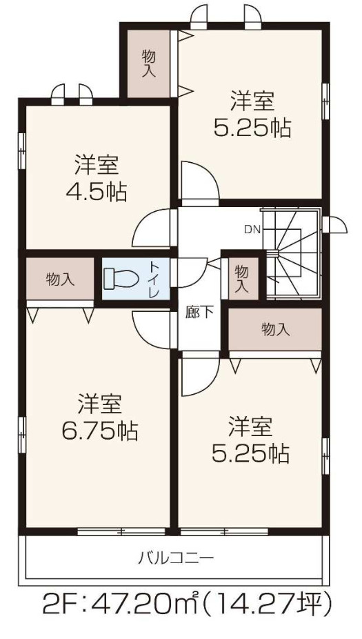 【仲介手数料無料】所沢市東所沢６期全３棟Ｂ号棟　所沢の不動産なら西武ハウジングの間取り