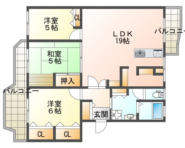 中山五月台住宅6号棟の間取り