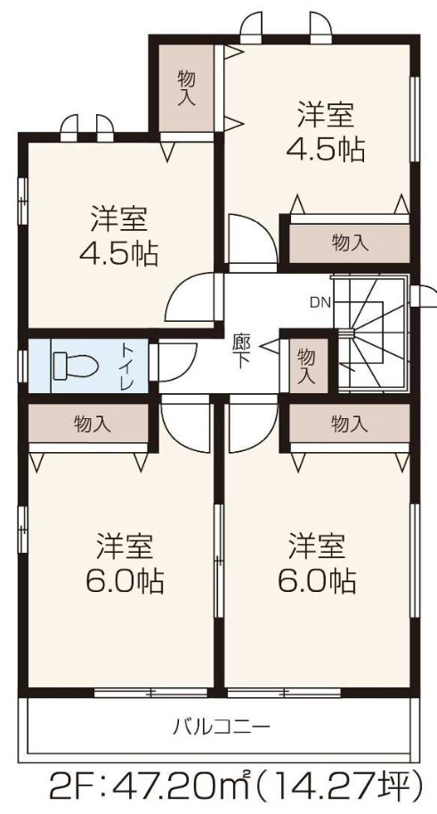 【仲介手数料無料】所沢市東所沢６期全３棟Ｃ号棟　所沢の不動産なら西武ハウジングの間取り