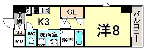 エスリード中山手県庁前の間取り