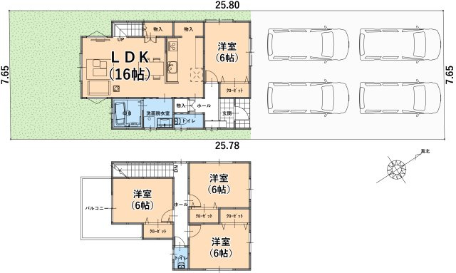 【土地図＋建物プラン例】の画像
