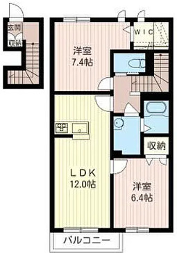 茨城県下妻市積水ハウス施工2棟1括アパート　2013年築の間取り