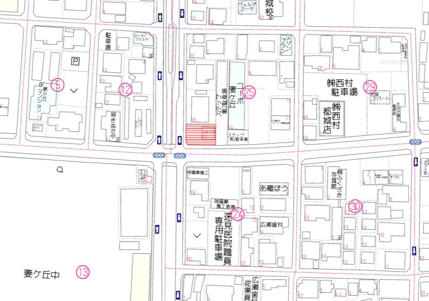 都城市妻ケ丘町の売地の土地図