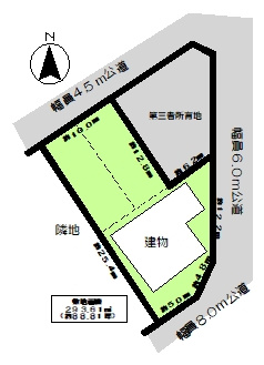 南３丁目　店舗付住宅の区画図|土地区画図