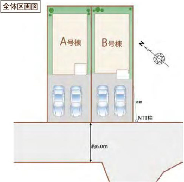【仲介手数料無料】所沢中新井２２期全２棟Ｂ号棟　所沢の不動産なら西武ハウジングの区画図