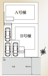 【区画図】 | 町田市成瀬台1丁目 B号棟 | B号棟　南東側6m道路　カースペース１台（車種による）