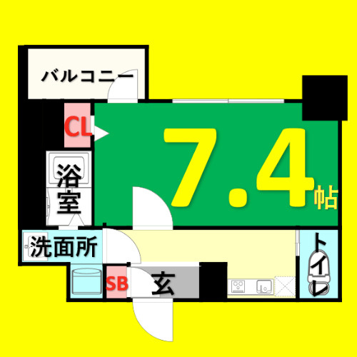 エスリード新栄デュオ　名古屋市賃貸　仲介手数料無料の間取り