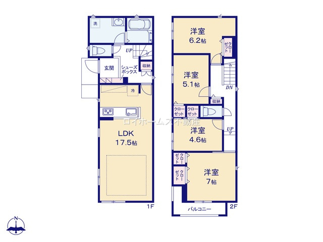 【間取り】 | 名古屋市中村区日ノ宮町４丁目78-1『仲介料無料』新築戸建て | 1号棟